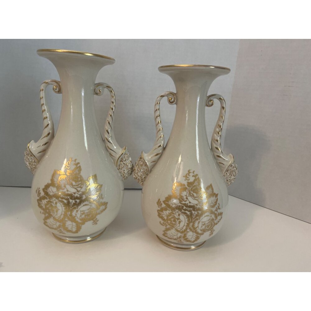 St Regis Porcelain Gold Gilded Vases, Set of 2